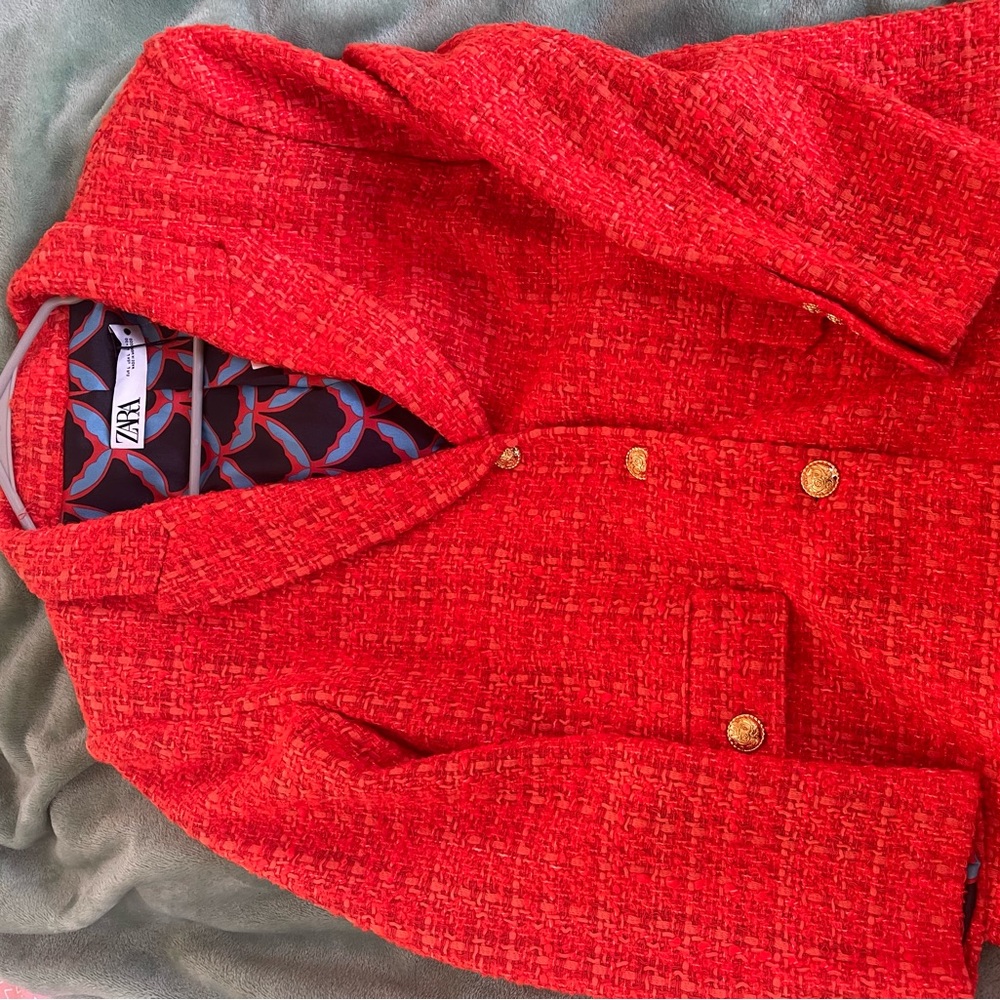 Zara Blazer - red textured